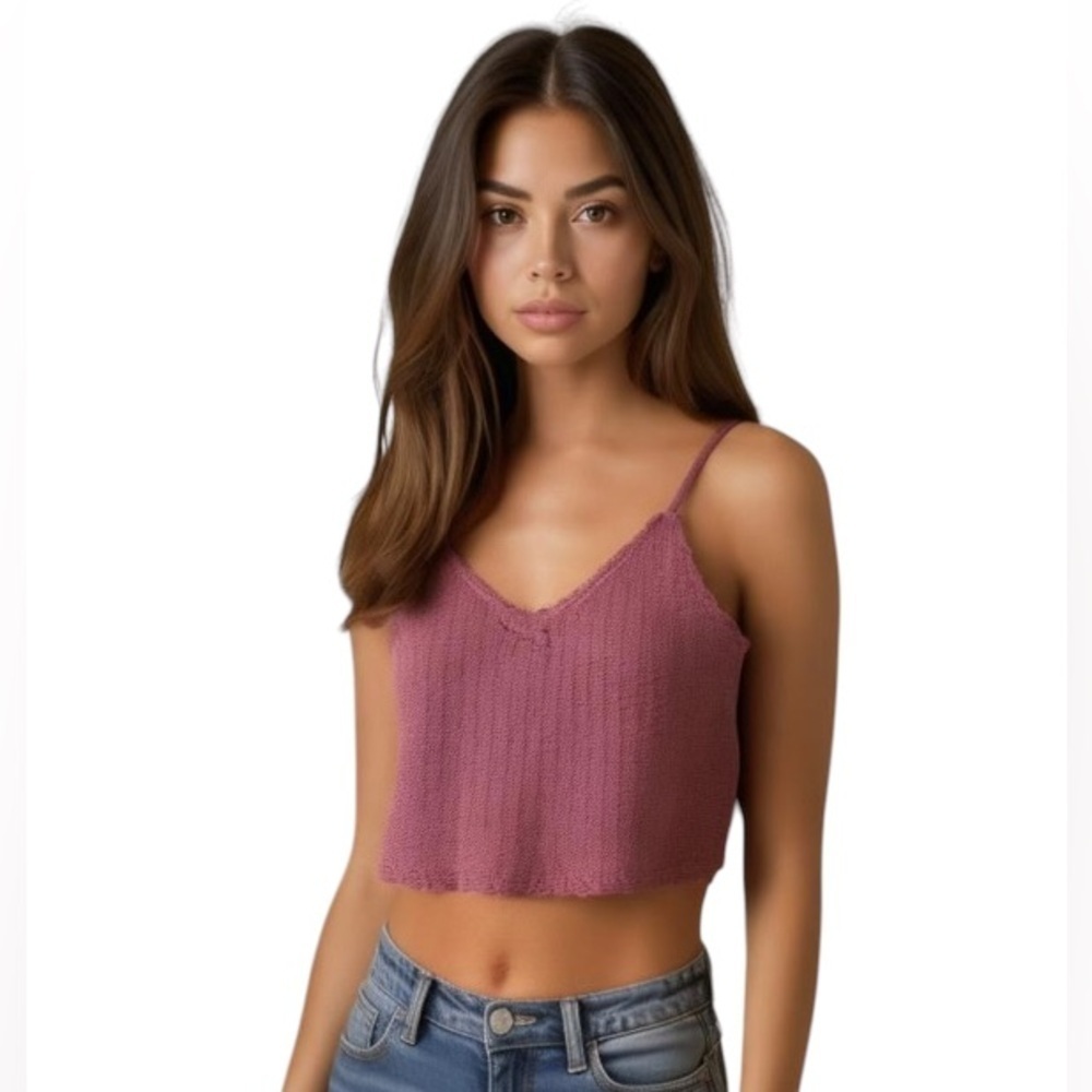 Purple Crochet Crop Spaghetti Strap Casual Top S
L